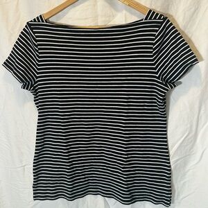 Talbots Cotton Top sz M, short sleeve black/white stripped